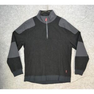 Topo Designs Sweatshirt Mens L Black Wool Blend 1/2 Zip Mock Neck Fleece Sweater